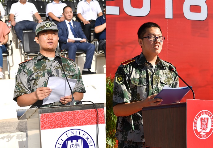 新生代表张旭、刘嘉琛发言